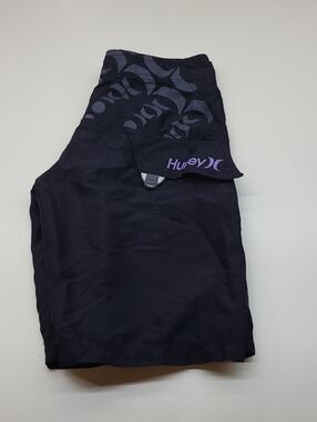 Hurley Kids Black Boardshorts with Purple Logo Accent